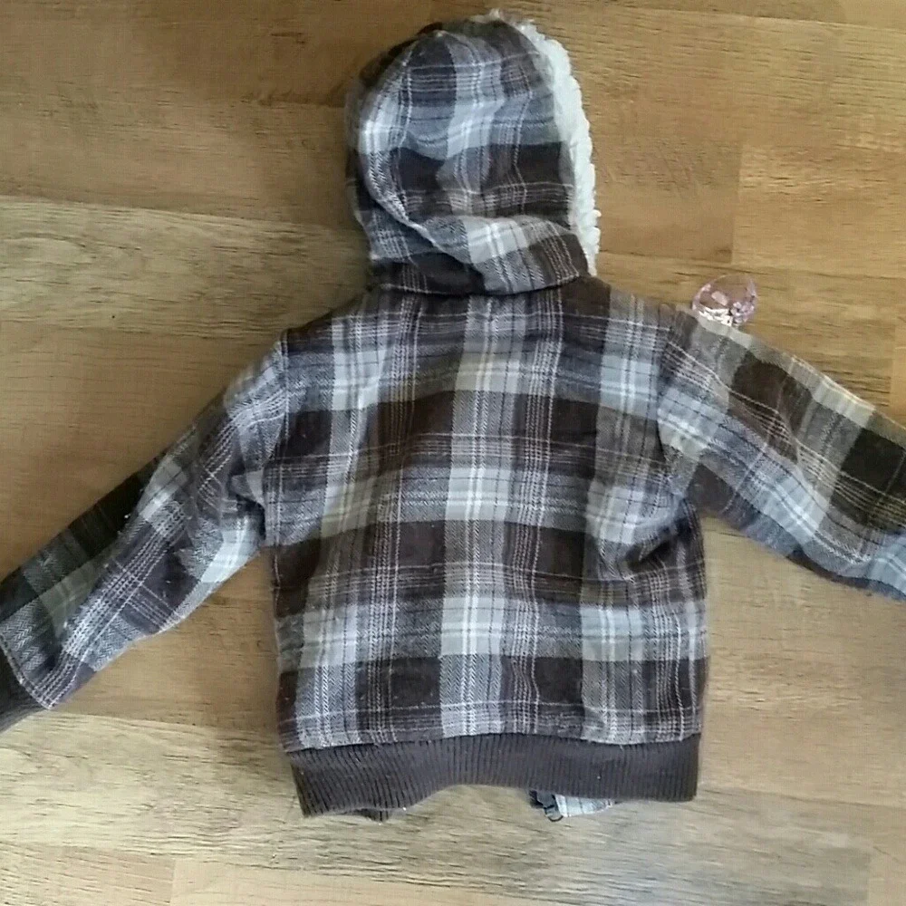 Old Navy Girls Brown Plaid Hooded Jacket Size‎ 5T